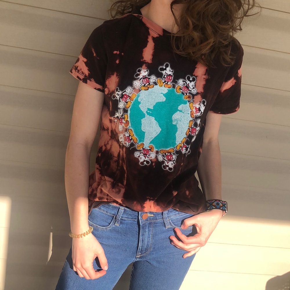 Custom Mickey Mouse Bleach Dyed Tee